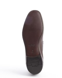 Salvatore Ferragamo Dark Brown Leather Bow Tie Fringe Detail Loafers