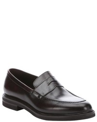 Brunello Cucinelli Dark Brown Leather Penny Loafers