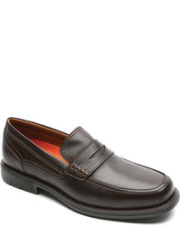 Rockport Day Trading Penny Dark Brown Leather Slip On Shoes