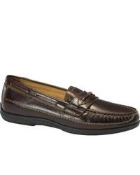 Dockers Kingston Brown Burnished Full Grain Leather Penny Loafers
