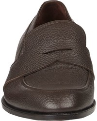 Ermenegildo Zegna Grained Leather Penny Loafers Brown