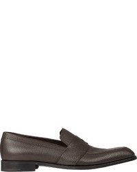 Ermenegildo Zegna Grained Leather Penny Loafers Brown