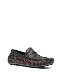 Moschino Jacquard Penny Slot Leather Loafers