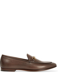 Gucci Jordaan Horsebit Detailed Leather Loafers Chocolate