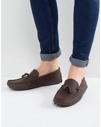 Asos Loafers In Brown Leather With Embossed Detail