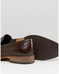 Asos Loafers In Brown Leather With Snaffle And Natural Sole