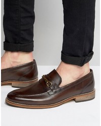 Asos Loafers In Brown Leather With Snaffle And Natural Sole