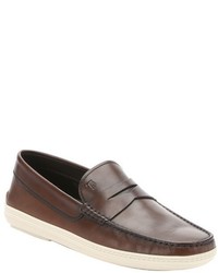 Tod's Navy Blue Leather Marlin Hyannisport Loafers