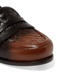 Bottega Veneta Ombr Intrecciato Leather Loafers Brown