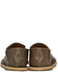 Dries Van Noten Taupe Crinkled Leather Loafers