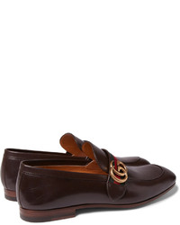 Gucci Webbing Trimmed Leather Loafers