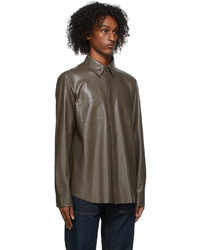 Nanushka Brown Vegan Leather Declan Shirt