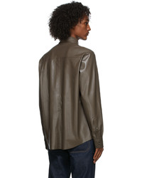 Nanushka Brown Vegan Leather Declan Shirt