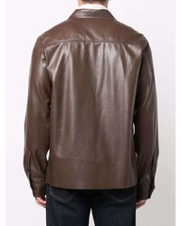 Nanushka Notched Lapels Faux Leather Shirt