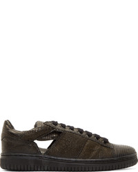 Christian Peau Black Lizard Cut Out Sneakers