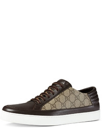Gucci Supreme Leather Low Top Brown, $465 | Neiman Marcus | Lookastic
