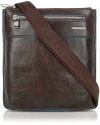 Piquadro Blue Square Slim Leather Messenger Bag
