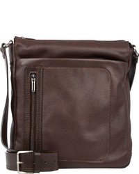 Barneys New York Contrast Trim Medium Crossbody Bag Dark Brown