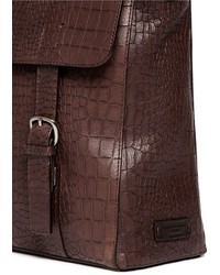Giorgio Armani Croc Embossed Leather Messenger Briefcase