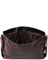 Wilsons Leather Dakota Leather Double Buckle Messenger Bag Brown