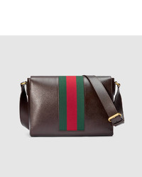 Gucci Leather Messenger With Web