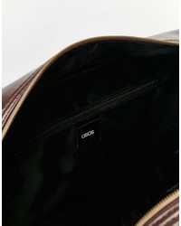 Asos Messenger Bag In Brown Faux Leather