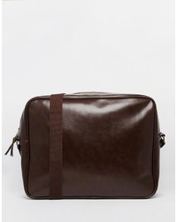 Asos Messenger Bag In Brown Faux Leather