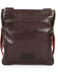 Bally Smooth Leather Messenger Bag Dark Brown