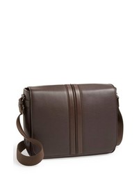 Tod's Pebbled Leather Messenger Bag Dark Brown One Size