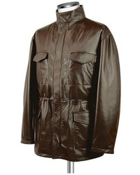 Forzieri Dark Brown Italian Four Pocket Leather Jacket