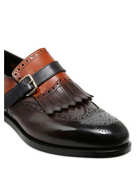 Santoni Color Inverted Monk Strap Leather Shoes