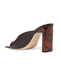 Wandler Isa Smooth And Snake Effect Leather Mules