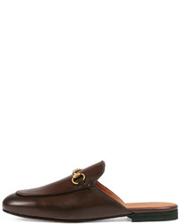 Gucci Princetown Leather Horsebit Mule Slipper Flat Brown