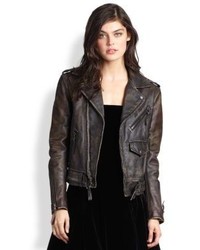 Dark Brown Leather Outerwear