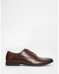 Asos Brand Oxford Shoes In Brown Leather