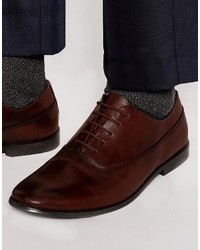 Asos Brand Oxford Shoes In Brown Leather