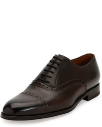 Bally Leather Cap Toe Oxford Dress Shoe Brown