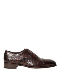 Max Verre Croc Embossed Leather Oxford Shoes