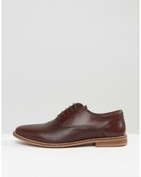 Asos Oxford Shoes In Brown Leather With Perforated Detail