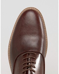 Asos Oxford Shoes In Brown Leather With Perforated Detail
