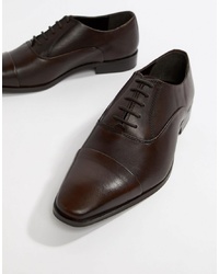Dune Toe Cap Derby Shoes In Brown Leather