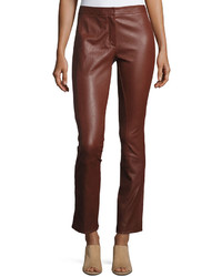 Theory Riding Fitted Straight Leg Lamb Leather Pants