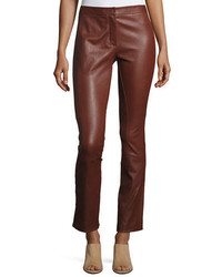 Theory Riding Fitted Straight Leg Lamb Leather Pants