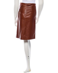 Carolina Herrera Leather Skirt