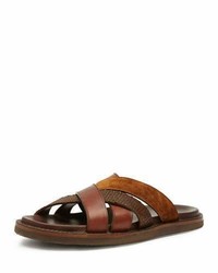 Frye Andrew Leather Suede Strap Sandal Brown