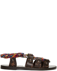 Valentino Brown Garavani Leather Santeria Sandals