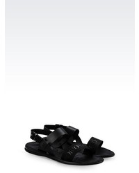 Giorgio Armani Sandal In Calfskin And Branded Fabric
