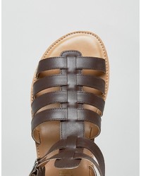 Frank Wright Gladiator Sandals In Brown Leather