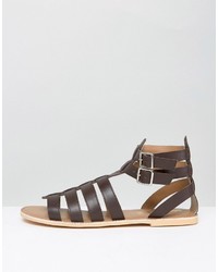 Frank Wright Gladiator Sandals In Brown Leather