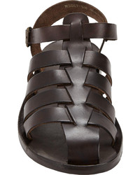 Barneys New York Leather Fisherman Sandals Brown Size 12